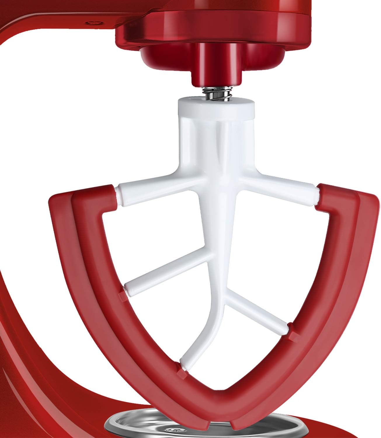 4.5-5 QT Flex Edge Beater for KitchenAid Tilt-Head Stand Mixer for 4.5-5 Quart Bowls, Flat Beater with Silicone Edges (Red)