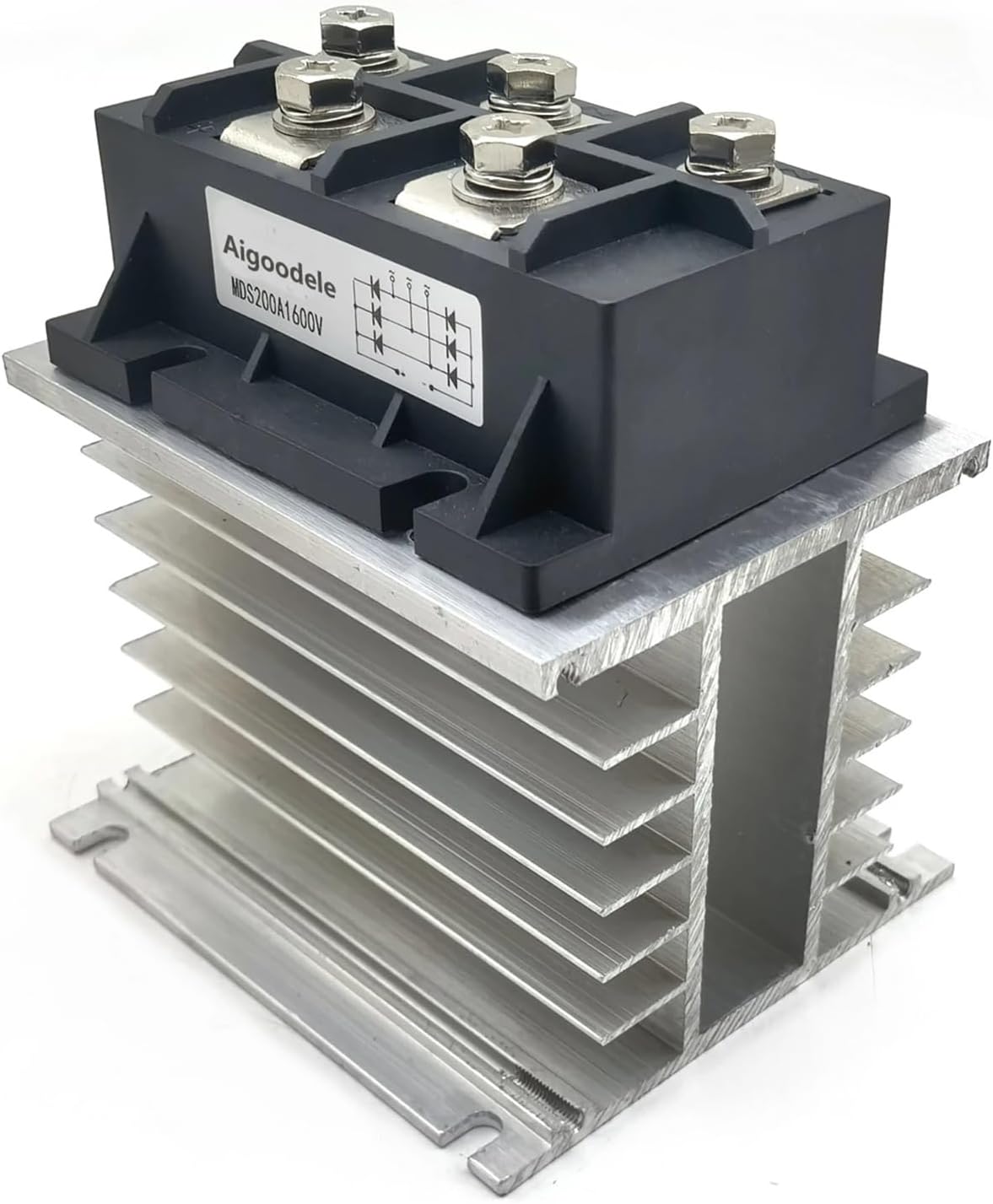 1pieces MDS200A 3-Phase Diode Bridge Rectifier 200A1600V Three Phase Bridge Rectifier with Heat Sink H110 Aluminum Radiator
