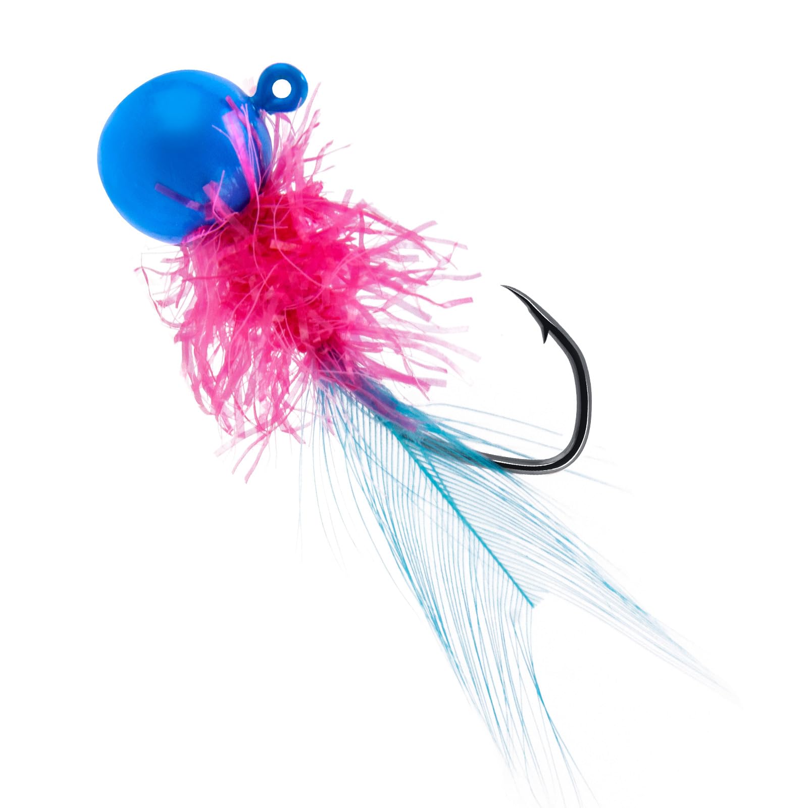 Dr.Fish 10 Pack Crappie Jigs Marabou Fishing Jig Heads Round Ball Hooks with Feather Hair for Bass Trout Panfish Bluegill Fishing Lures Freshwater