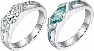 Magnetic Lymphatic Therapy Titanium Ion Moissanite Diamond Ring, Magnetic Lymphatic Titanium Ion Ring,Fashionable Open Cubic Zirconia Ring (2pcs B)