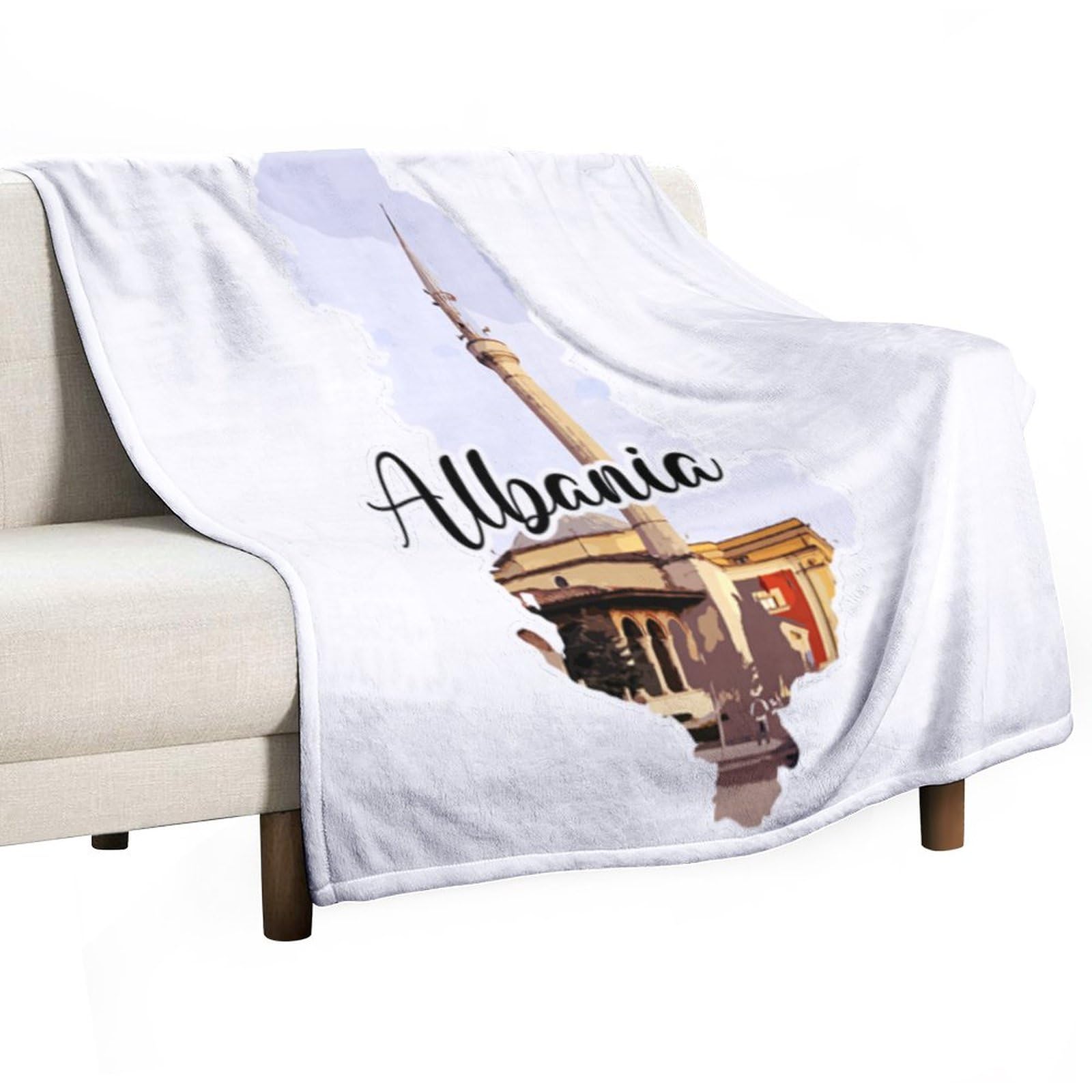 Plaid polaire Albanie grand lit couverture douce pour soirée cocooning au salon
