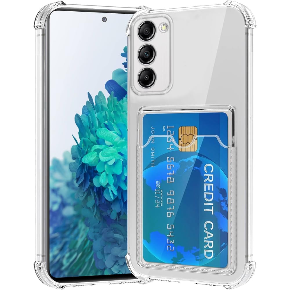 Premium Shockproof Transparent TPU Back Case Cover with Built-in Slim Card Holder Wallet for Samsung Galaxy S20 FE 5G / S20 FE 4G - Clear