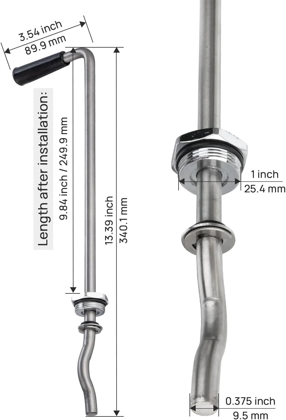 Replacement Handle for Commercial Sink Drain, Waste Valve Drain Lever Drain Parts Repair, Stainless Steel