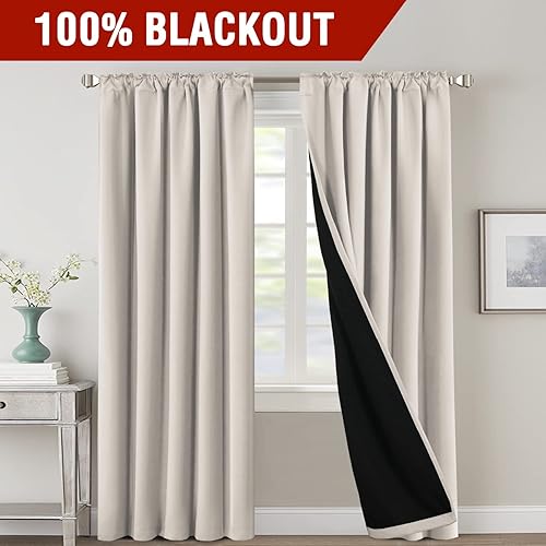 Miniatura 2 de Cortinas 100  opacas para dormitorio con forro negro cortinas de oscurecimiento de habitación completa 96 pulgadas de largo con aislamiento térmico