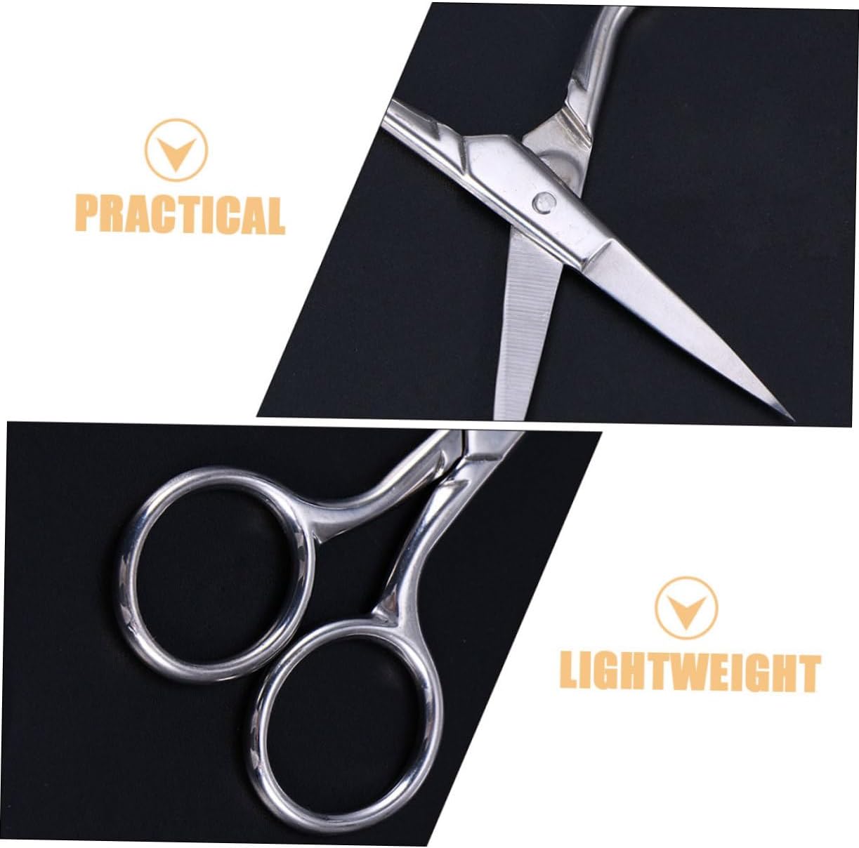 3pcs Men Eyebrow Scissors Stainless Steel Portable Facial Hair Scissors Precision Grooming Small Eyebrow Clippers