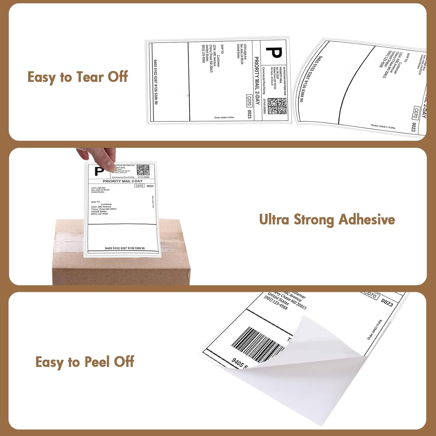 Thermal Direct Shipping Labels - 4 x 6 inches Per Fanfold Labels - Pack of 500 Perforated Waterproof Tape for Small Business - Compatible for Zebra for Rollo NULLTONEX