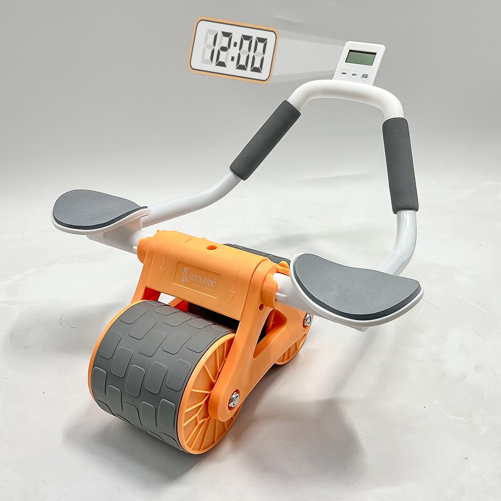 Cockatoo ABRW01 Abs Roller for Men & Women, Abs Workout Abdominal Exercise Rollers, Automatic Rebound Abdominal Wheel - Orange