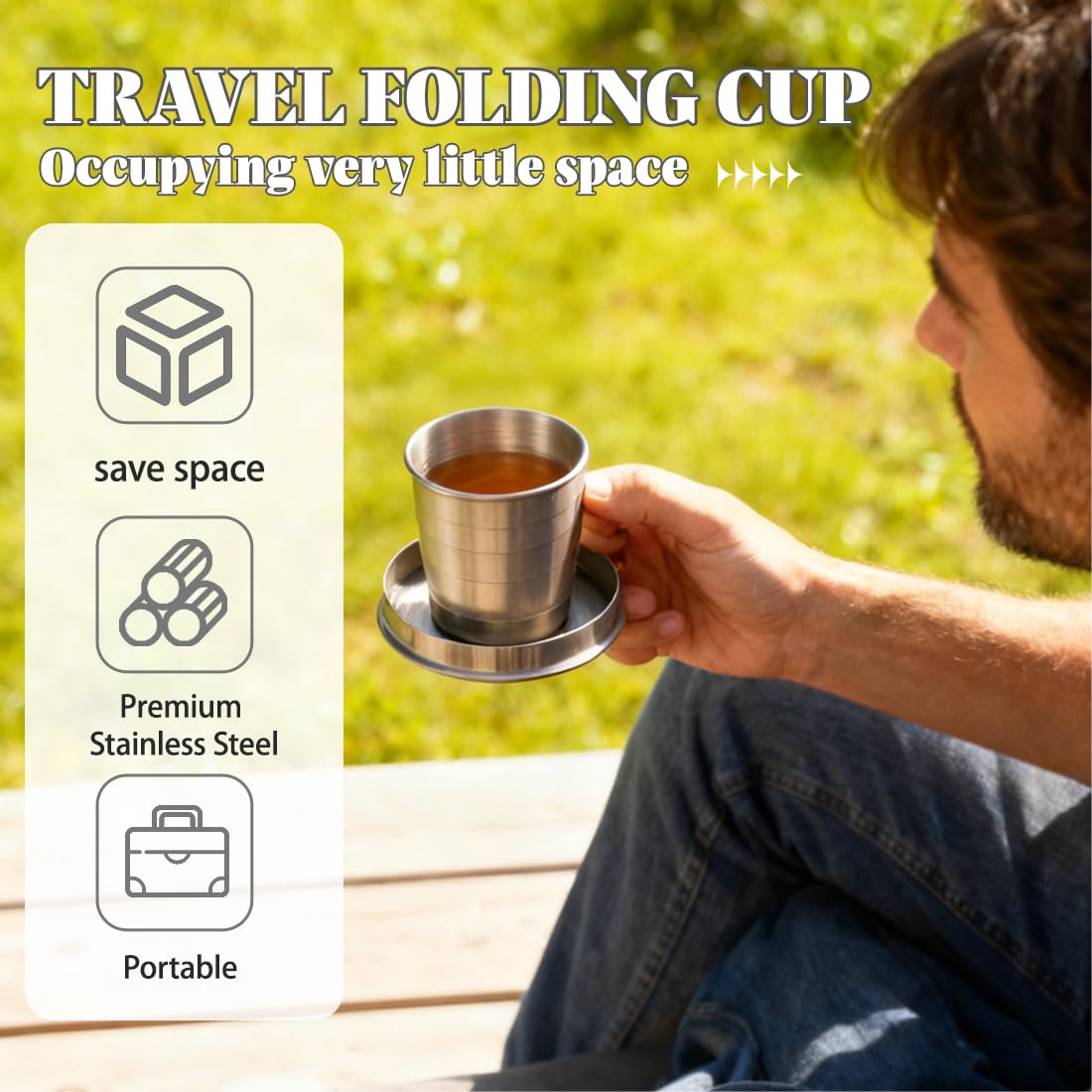 Tazza Pieghievole 75ml, Compatta E Portatile Con Portachiavi, Ideale Per Campeggio, Escursionismo, Alpinismo, Picnic E Attività All'aperto.
