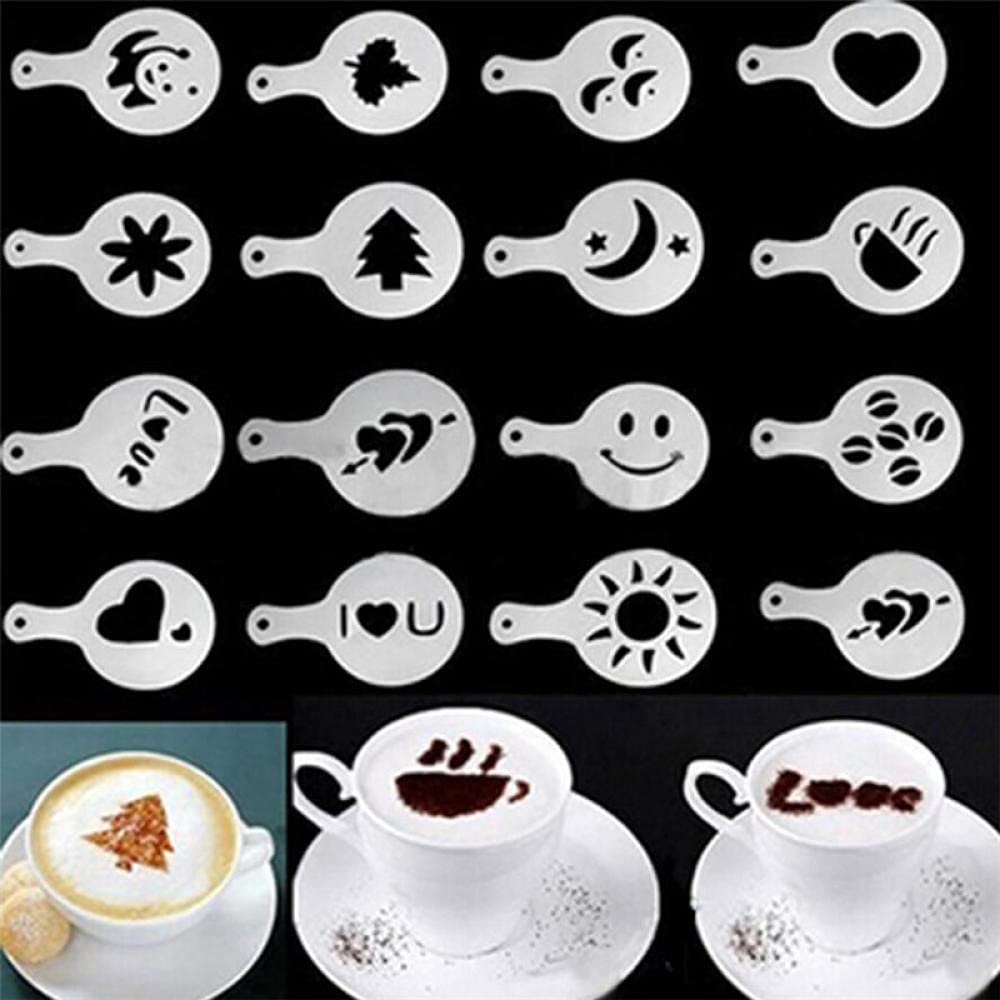 Szablony Do Kawy Szablon Do Ciasta Szablon Do Kawyplastikowa Coffee Decoration Wzornik Cupcake Formy Jak Cappuccino Latte Wzornik Coffee Mold Narzędzia Kuchenne 16 Sztuk