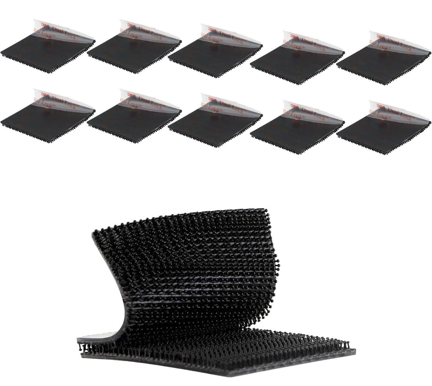 Dual Lock SJ3550 Compatible with 3M 5cm x 5cm 10PCS Black Reclosable Fastener Heavy Duty Interlocking Tape Mushroom Shaped Sticky Hook Lock Mounting Tape for EZ Pass Holder Indoor Outdoor Use