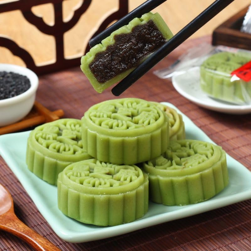 Black sesame mung bean cake,handmade mooncake,Mid-Autumn Festival mooncake，old-fashioned traditional pastry，Mid Autumn gifts pack,soft cake cookies, instant breakfast bread, Dim sum, sweets (1500g)