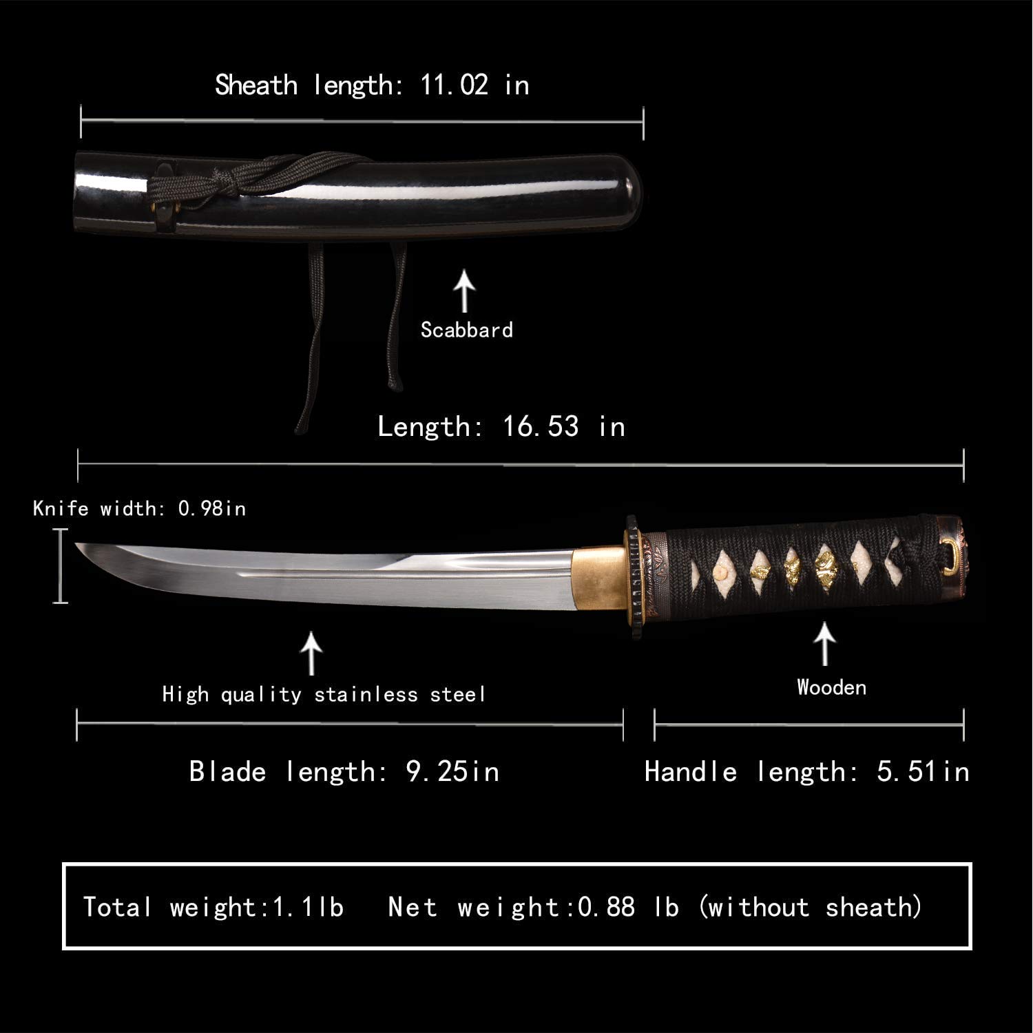 SV Mini Katana Samurai Sword Tanto Japanese Little Samurai