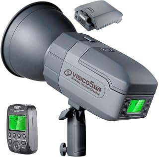 VISICO Vision 5 400W Li-ion Battery Powered (500 Full Power Flashes) Outdoor Studio Flash Strobe with 2.4G System (Trigger Included for Canon), High Speed 1/8000s, TTL Flash, Bowens Location Shooting