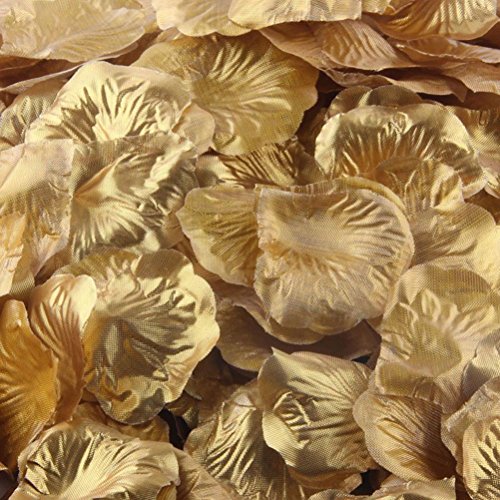 Sandistore 1000pcs Gold Silk Rose Artificial Petals Wedding Party Flower Favors Decor (Gold) Sandistore 1000pcs Gold Silk Rose Artificial Petals Wedding Party Flower Favors Decor (Gold)