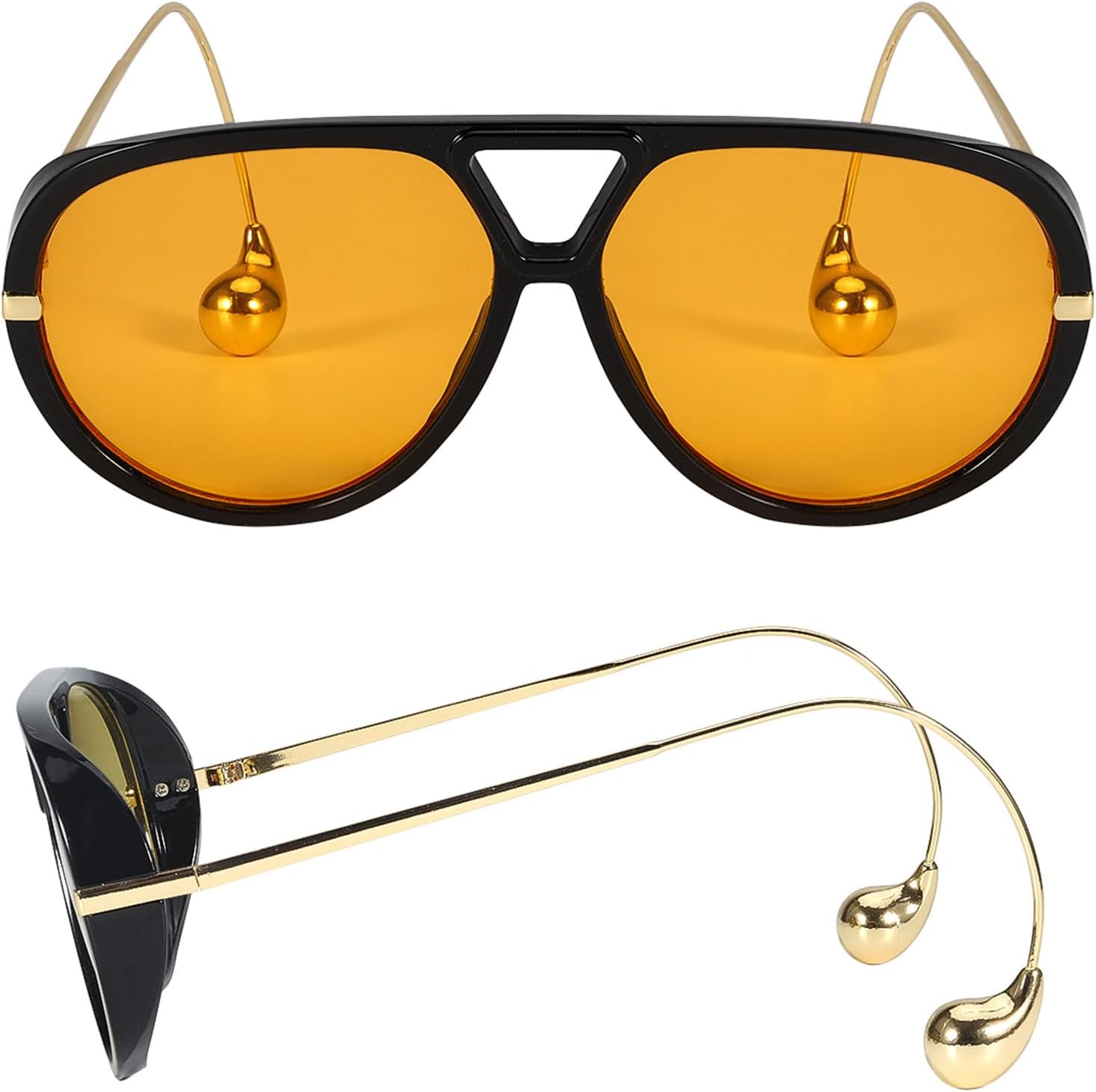 Oversized Aviator Sunglasses with Earring for Women Large Big UV400 Protection Designer 2025 Ladies Shades