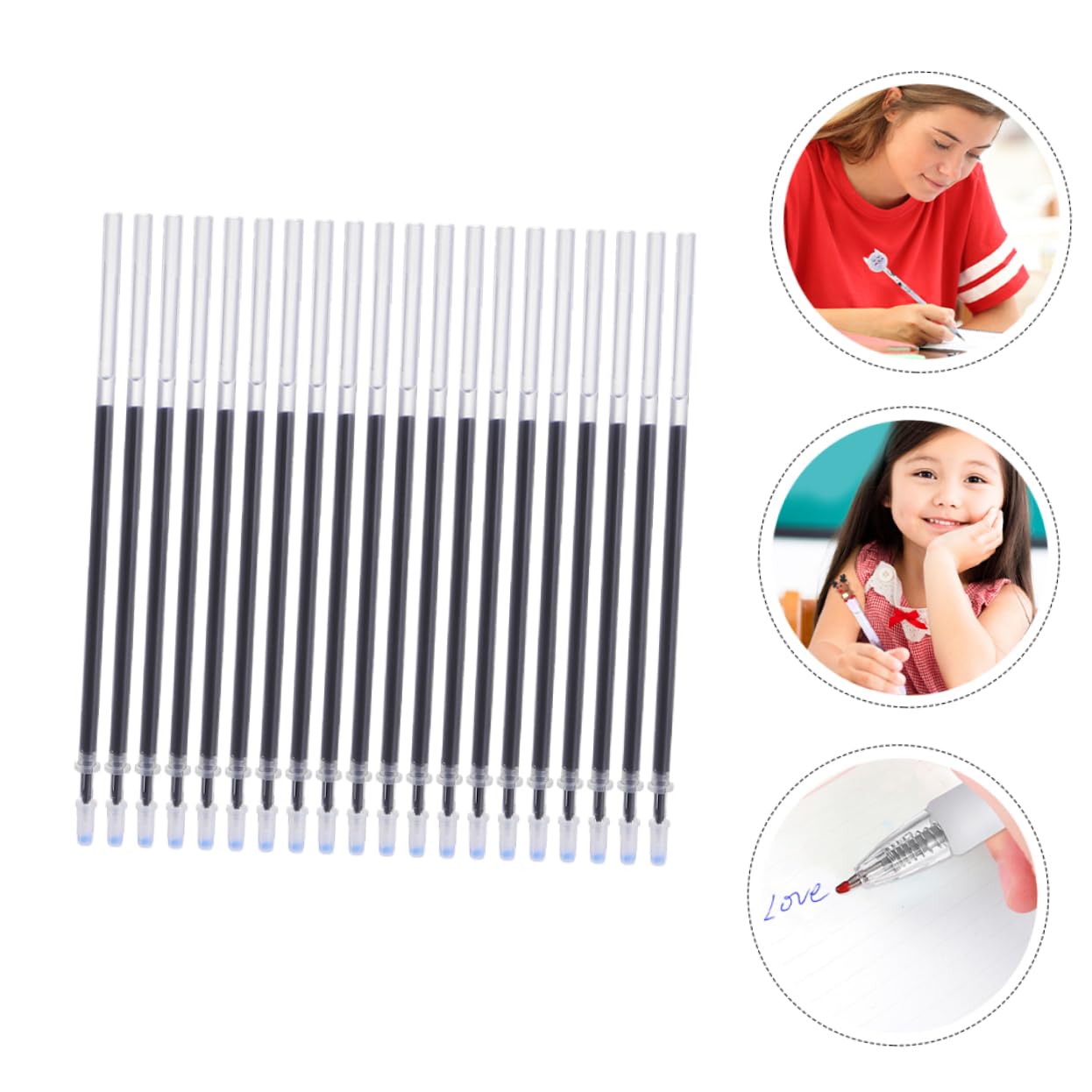 SHINEOFI de Transparente Recambios 200 Mm Unidades Neutros 0,5 Bolígrafo Tinta Negra Suave Tubería para Oficina Escuela y Uso Diario
