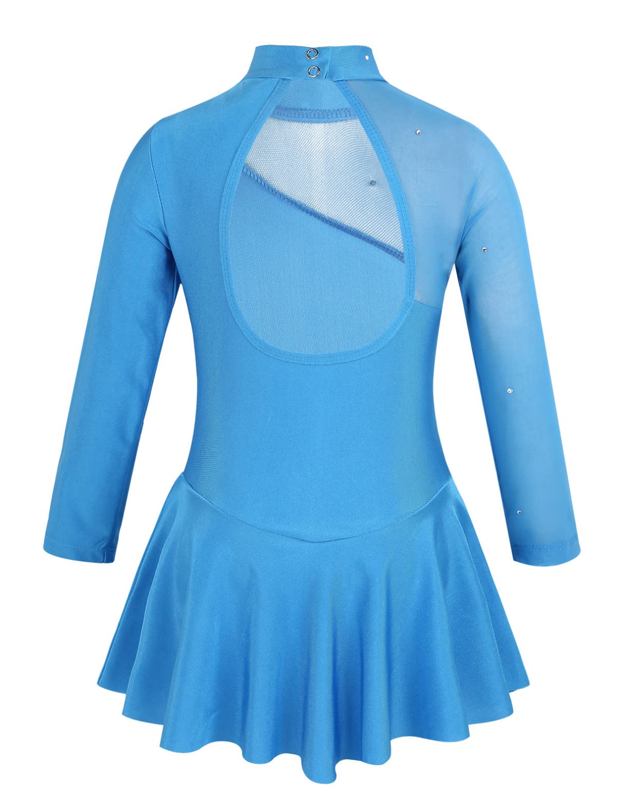 MSemis Vestido Patinaje de Manga Larga para Niña Leotardos de Danza Maillot con Falda Gimnasia Rítmica con Pedrería Brillante Disfraz de Bailarina 4-16 Años — view 3