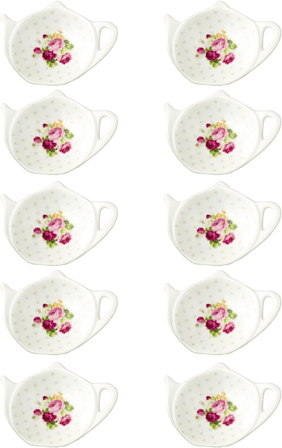 Linlins White Porcelain Ceramic Set with Flower Trim