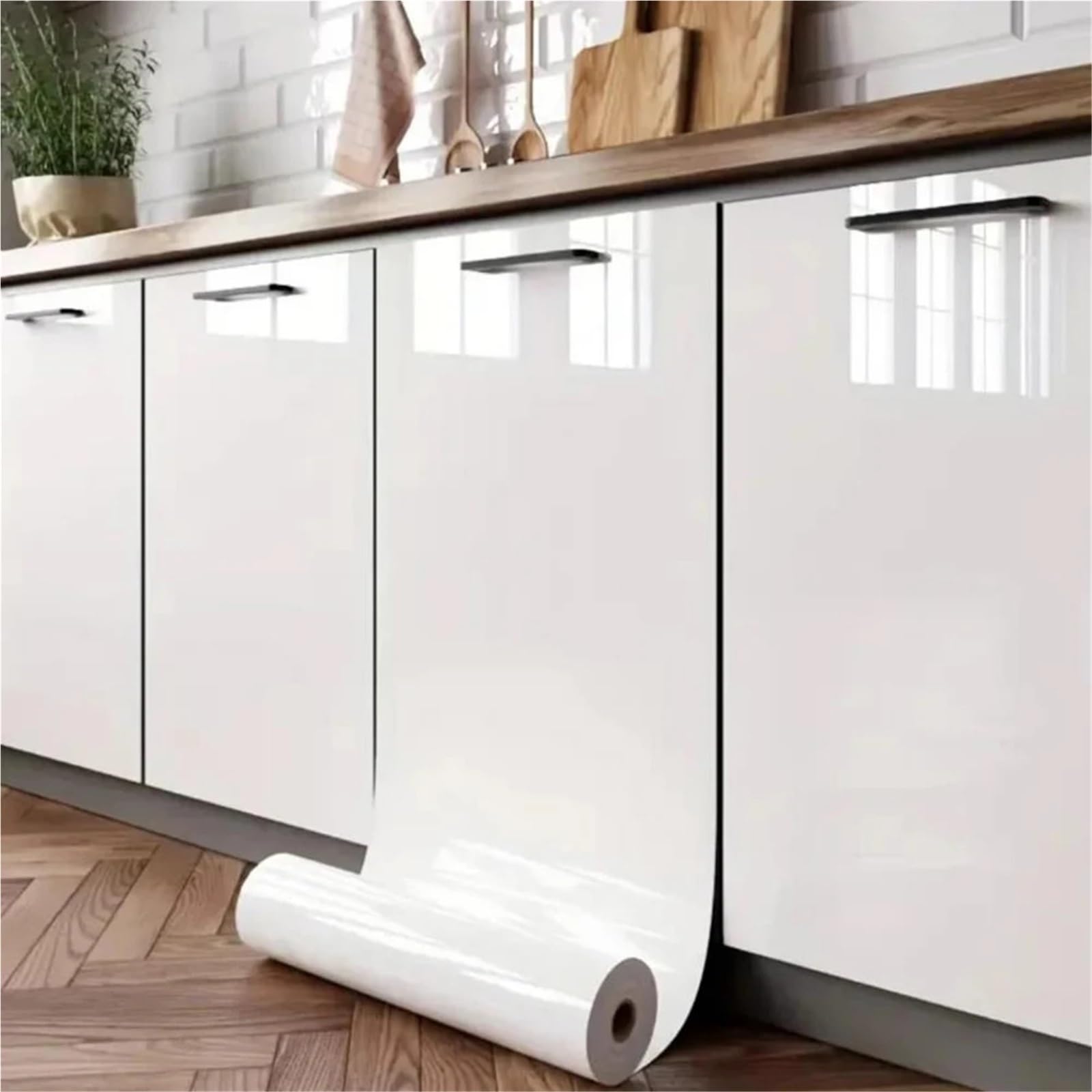 Kitchen Wallpaper High Gloss PVC Self-Adhesive Film - Peel & Stick Wallpaper for Furniture, Wardrobe, Kitchen