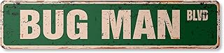 Bug Man Vintage Plastic Street Sign Insect pest Control Exterminator Guy | Indoor/Outdoor | 18" Wide