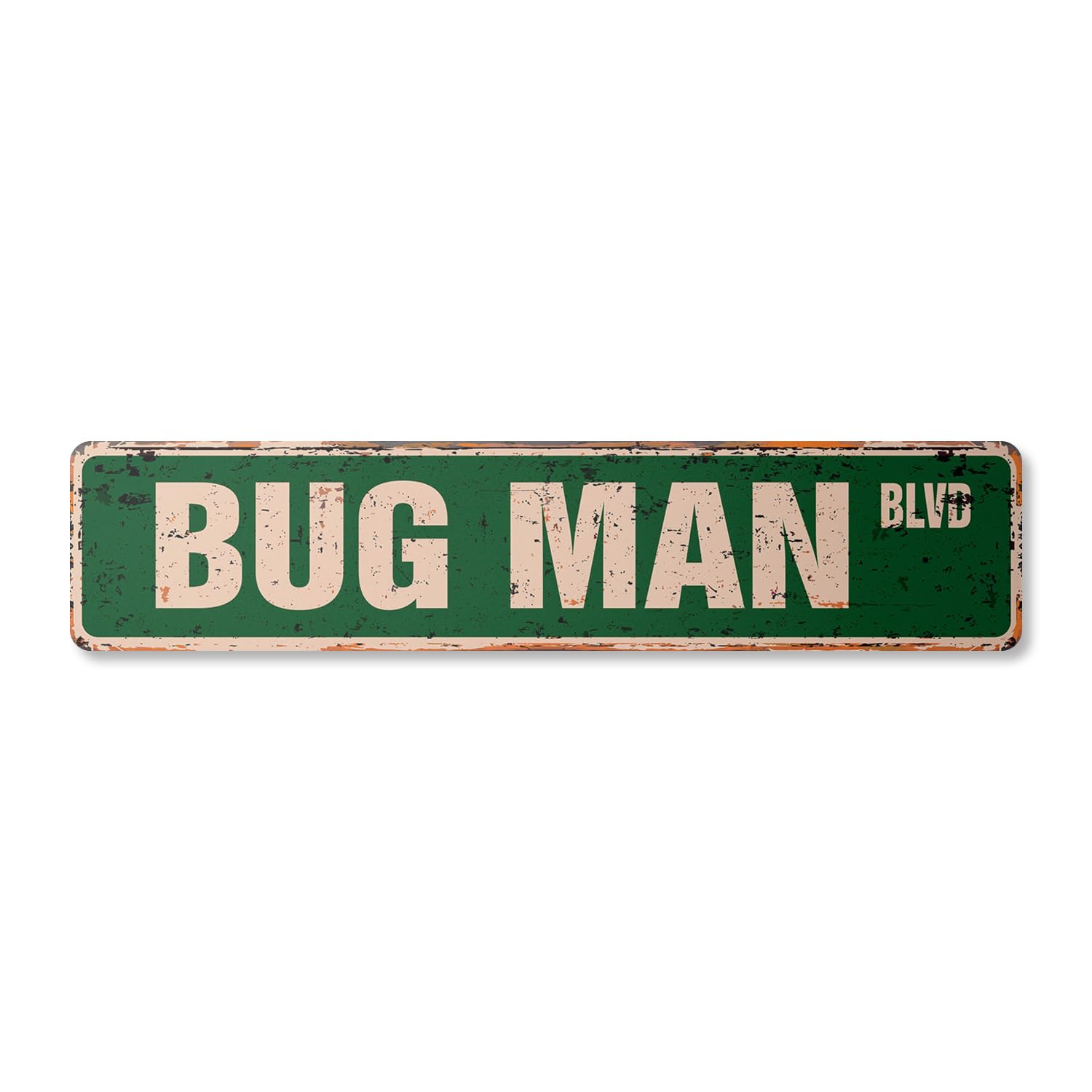 Bug Man Vintage Plastic Street Sign Insect pest Control Exterminator Guy | Indoor/Outdoor | 18" Wide