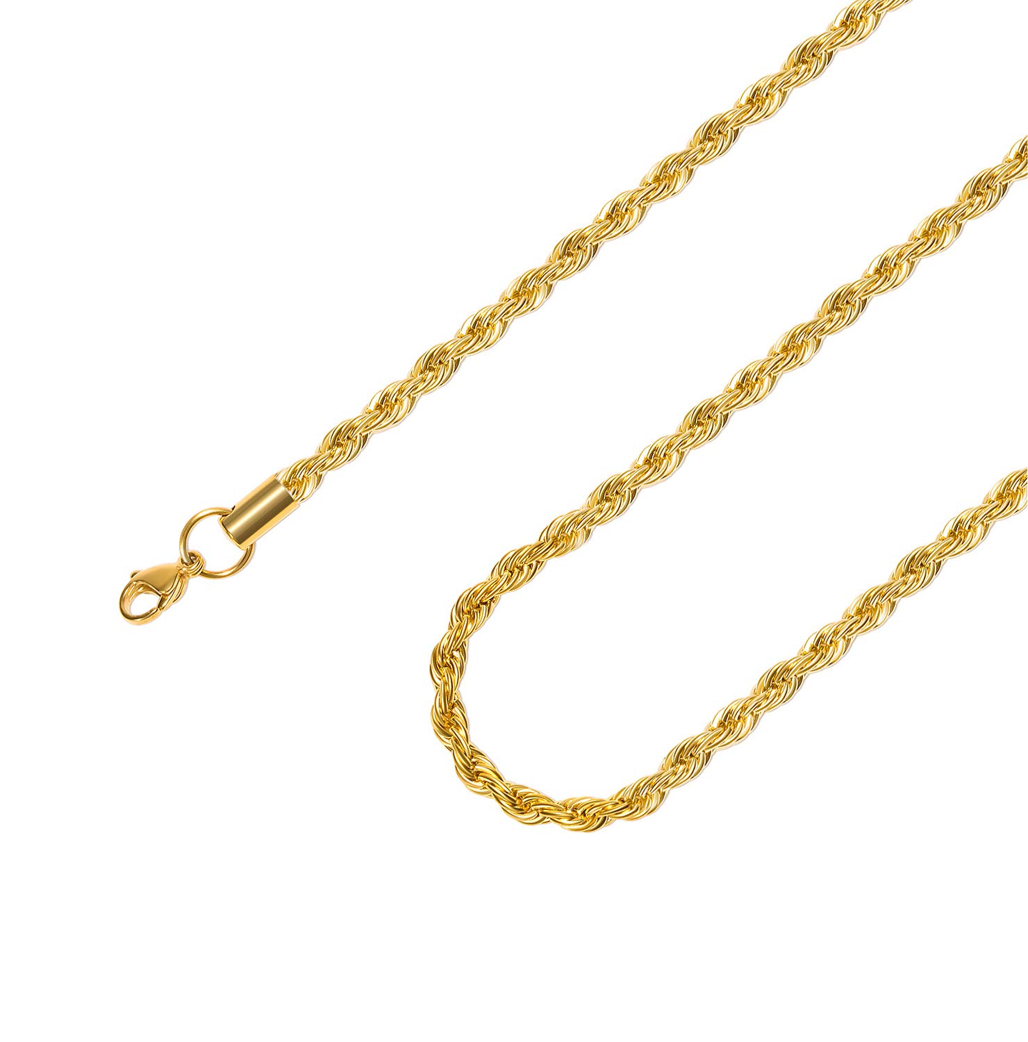 18k Real Gold Plated Rope Chains 2MM 