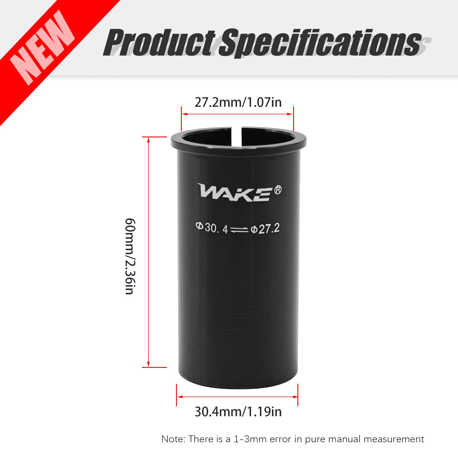 Bike SeatPost Adapter Shim, 25.4/27.2/28.6/30.4/30.8/31.6/33.9/34.9mm, 60mm Length Bicycle Seat Post Tube Adapter, Seatpost Reducing Sleeve Shim for Mountain Bike,Road Bike,MTB,BMX (27.2mm to 30.4mm)