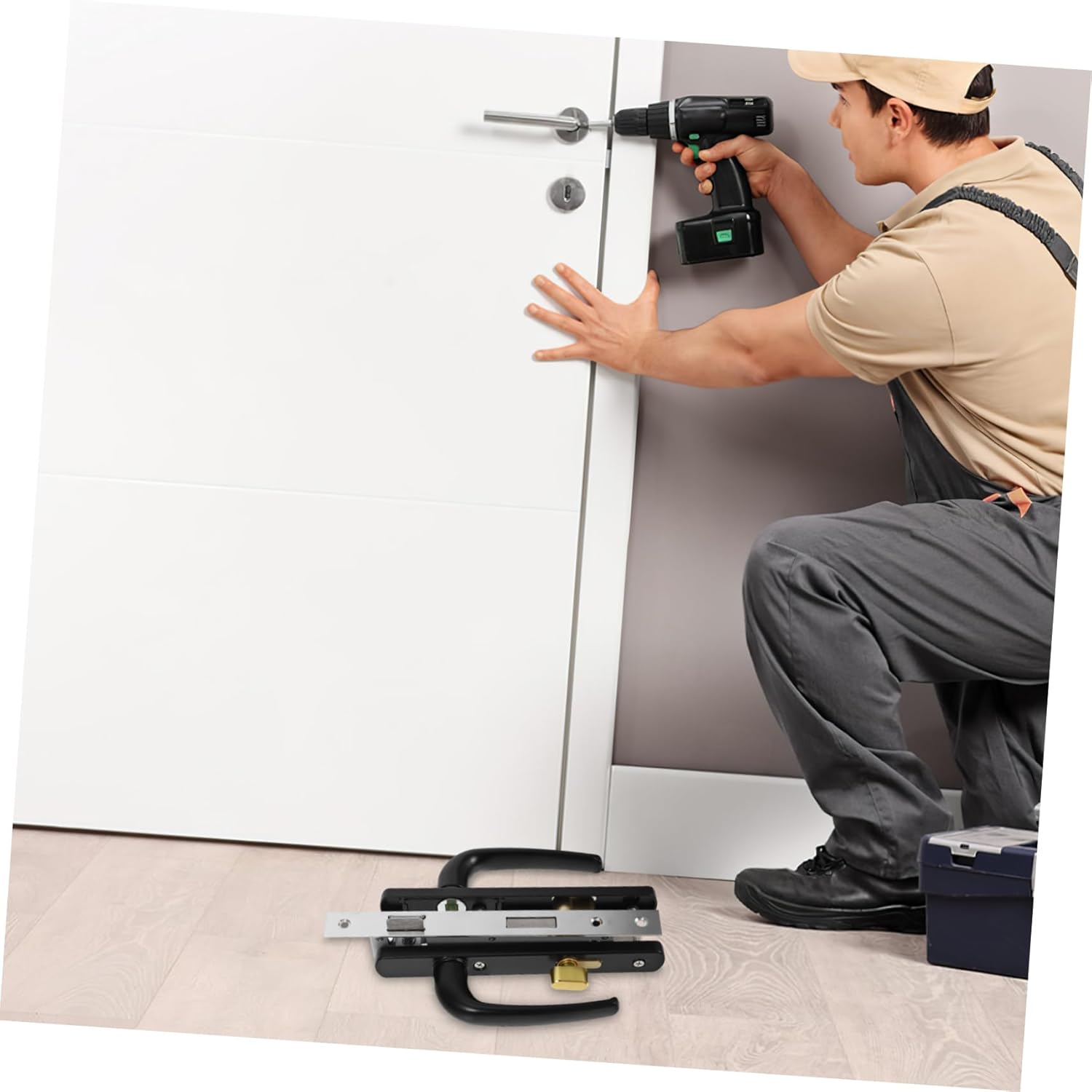 ARTIBETTER Versatile Black Door Handle Lock Entry Lever for Use Includes Storm Door Latch for Bedroom and Entrance