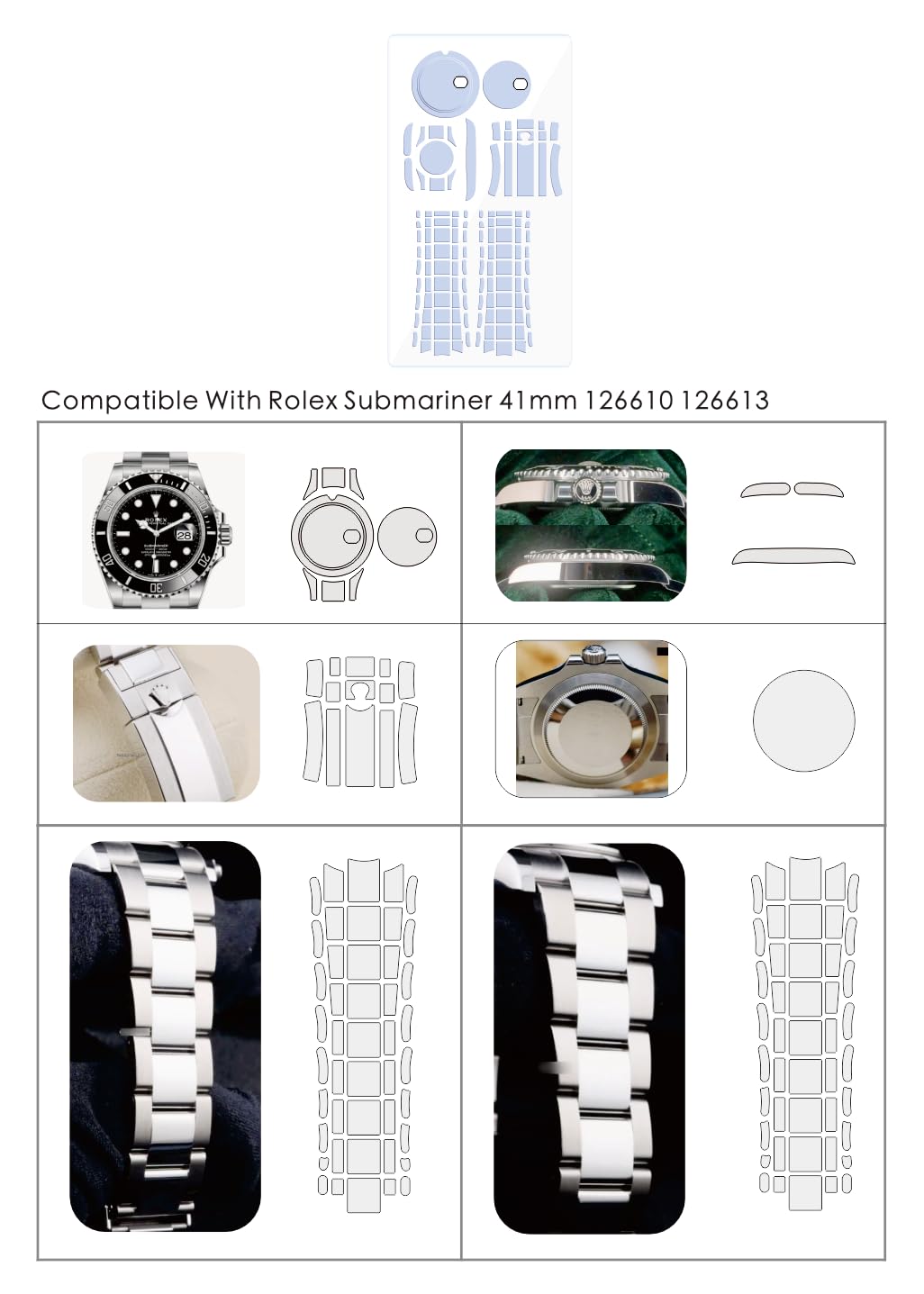 Pellicola protettiva per Rolex Yacht Master 40 mm 116622, 116621 Pellicola trasparente completa per orologio completo (2 pellicole per tutto il corpo) N