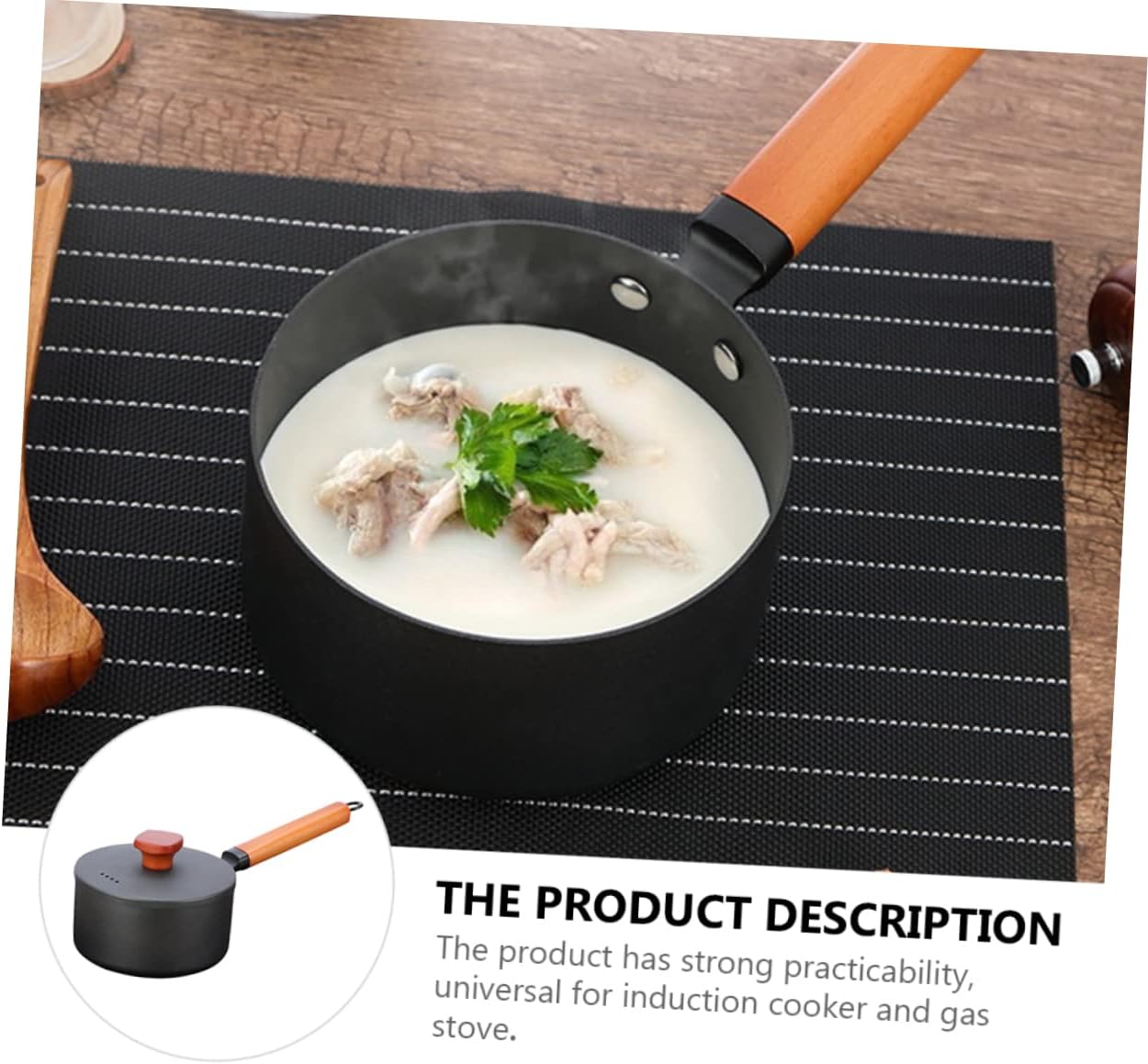 PRETYZOOM Iron Non-stick Pan Easy to Clean Induction Nonstick Frying Pan Sauce Soup Pot Home Kitchenware
