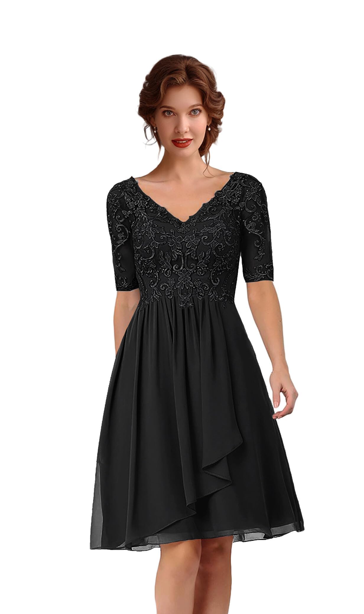 ISABUFEI Mother of The Bride Dresses Short Prom Dress Formal Evening Party Gowns V-Neck