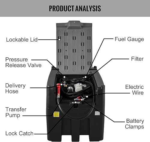 Miniatura 8 de VEVOR Tanque diésel portátil capacidad de 116 galones y tasa de flujo de 10 GPM tanque de combustible diésel con bomba de transferencia eléctrica de