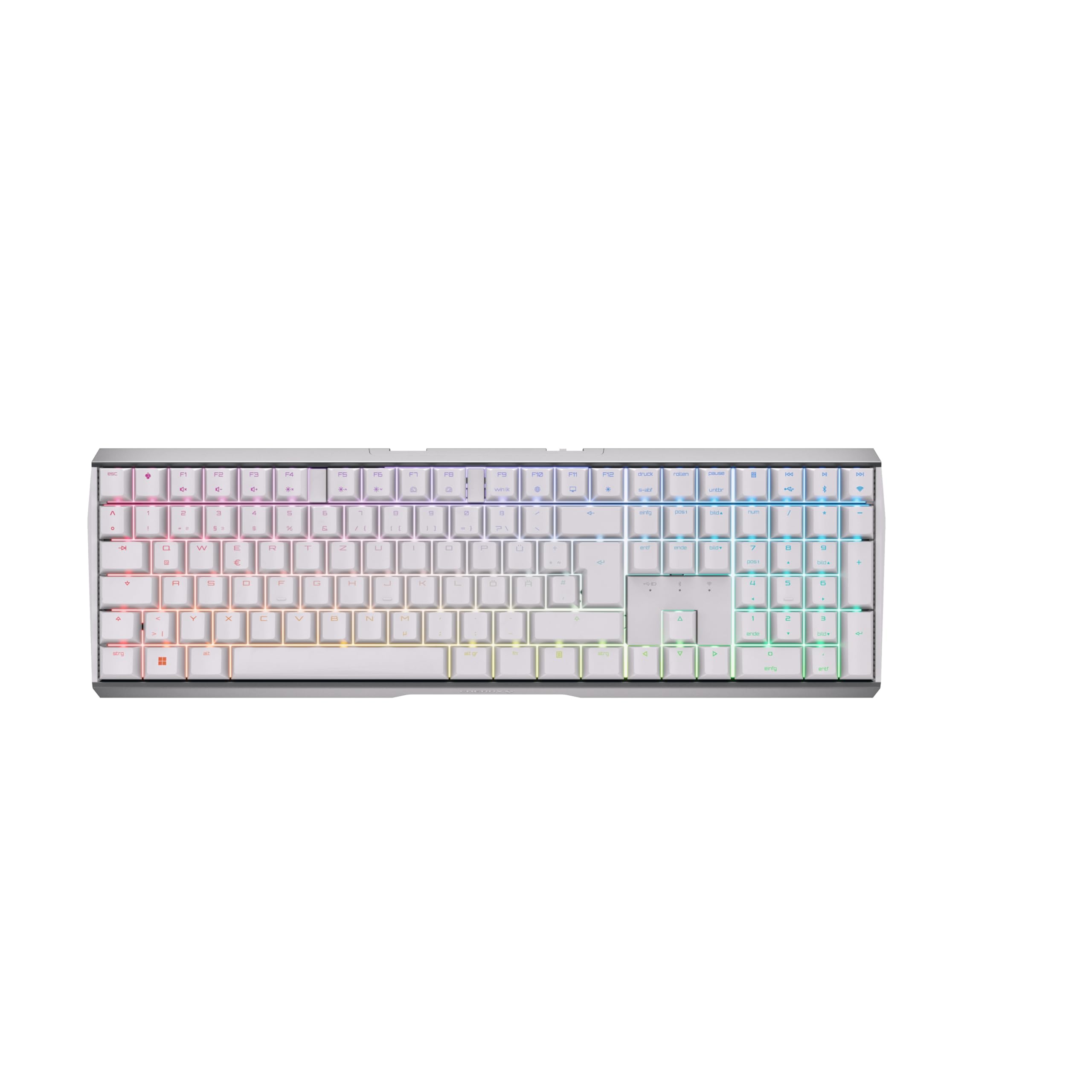 CHERRY MX 3.0S Wireless, Kabellose Mechanische Gaming-Tastatur, Deutsches Layout (QWERTZ), Bluetooth-, Funk- und Kabelverbindung, MX2A RED Switches, Weiß
