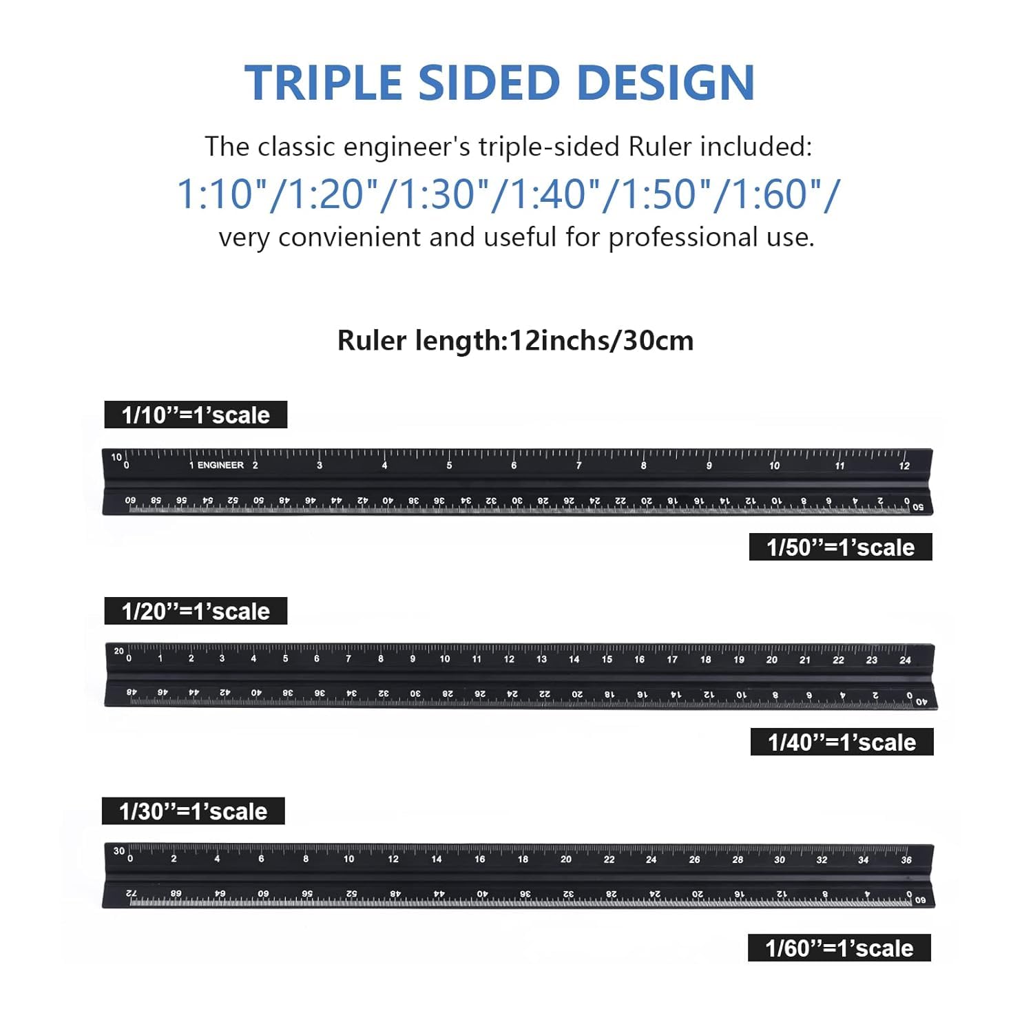 Engg Ruller Scale Snapklik.com : Engineer Scale Ruler, Imperial Measurements 12, Laser ...