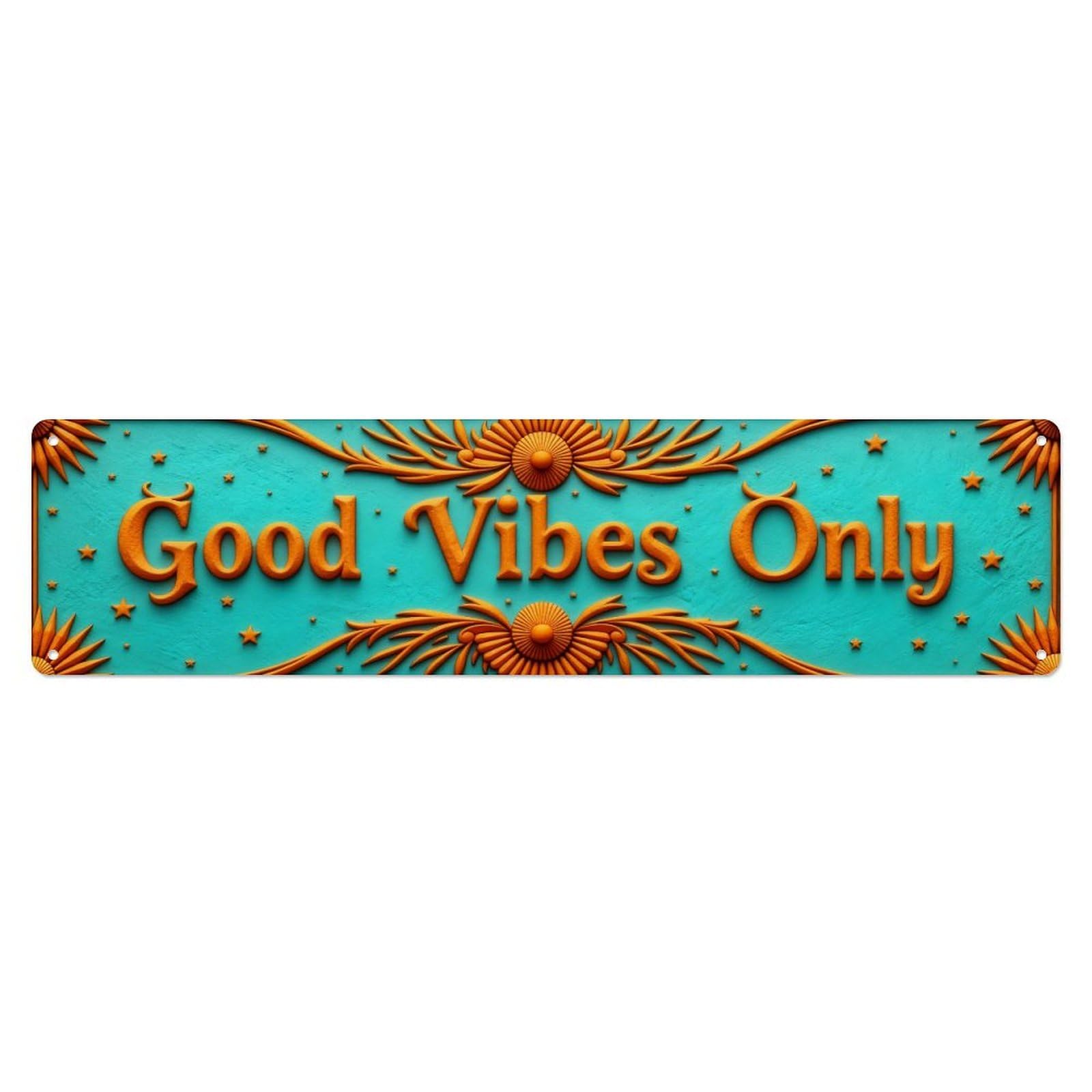 Golden Sunburst Stars Pattern Metal Tin Sign Plaque