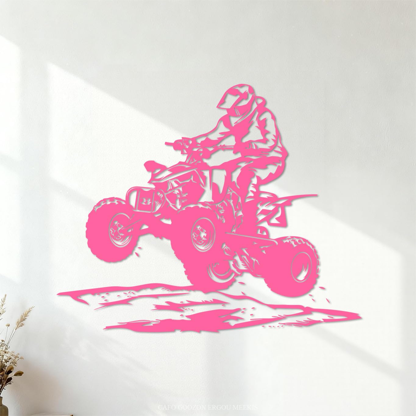 Vinyl Art Sticker Quad Bike ATV Racing Extreme Man Sports 68x83.4cm Removable Without Leaving Glue Pink — image 1