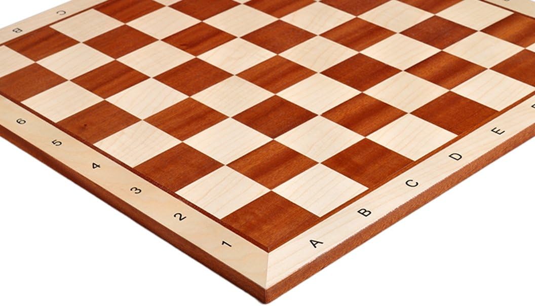 The House of Staunton Maple & Mahogany Wooden Chess Board - 2.25" with Notation & Logo