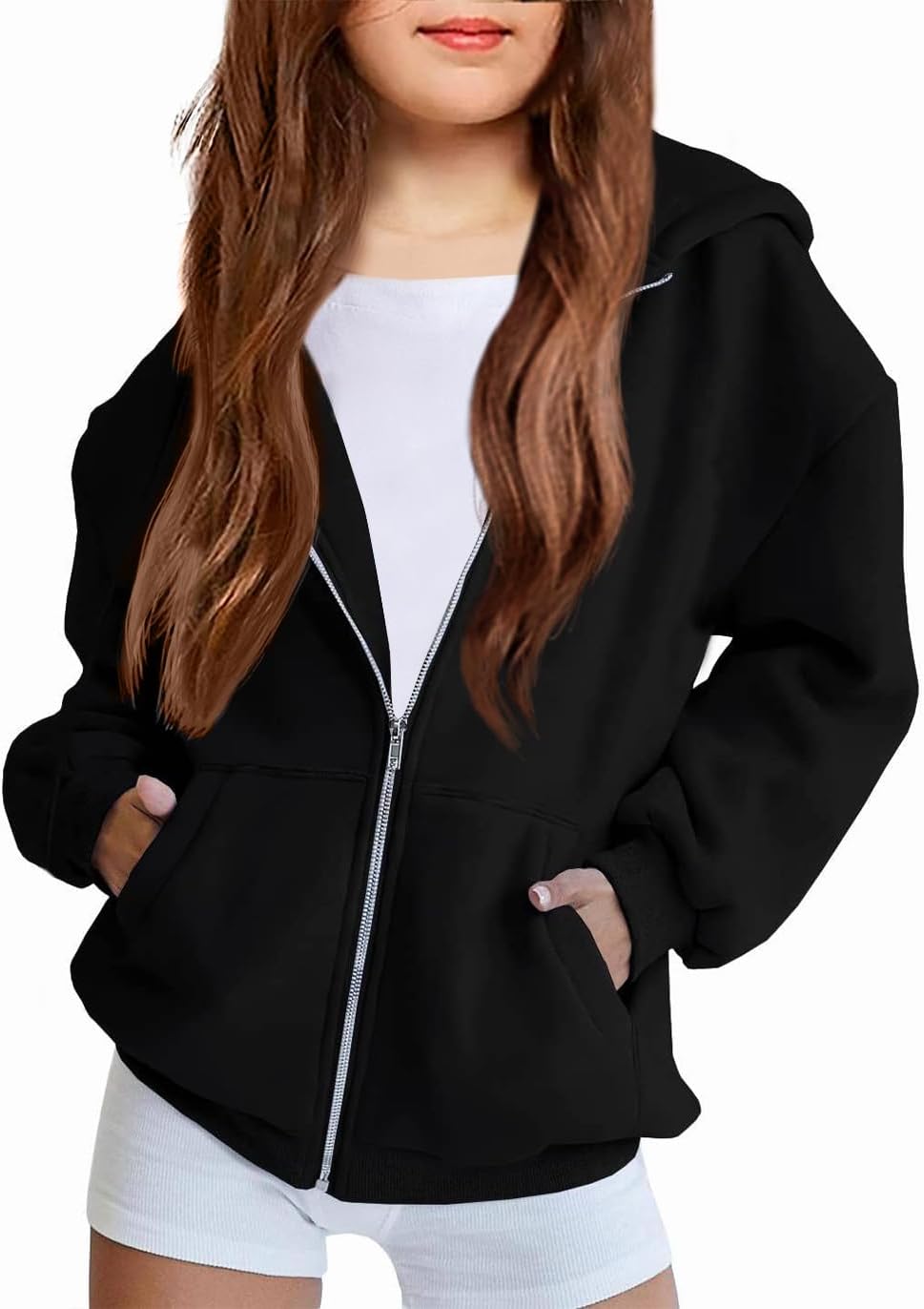 Arshiner Girls Zip Up Hoodies Teen Fleece Full-Zip Sweatshirts Jacket Casual Fall Hoodie with Pocket
