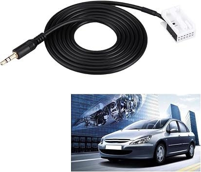 Acouto AUX Cable Car Audio AUX Auxiliary Cable with Radio Removal Tools Input Adapter for 307 308 407 C2 C5 for