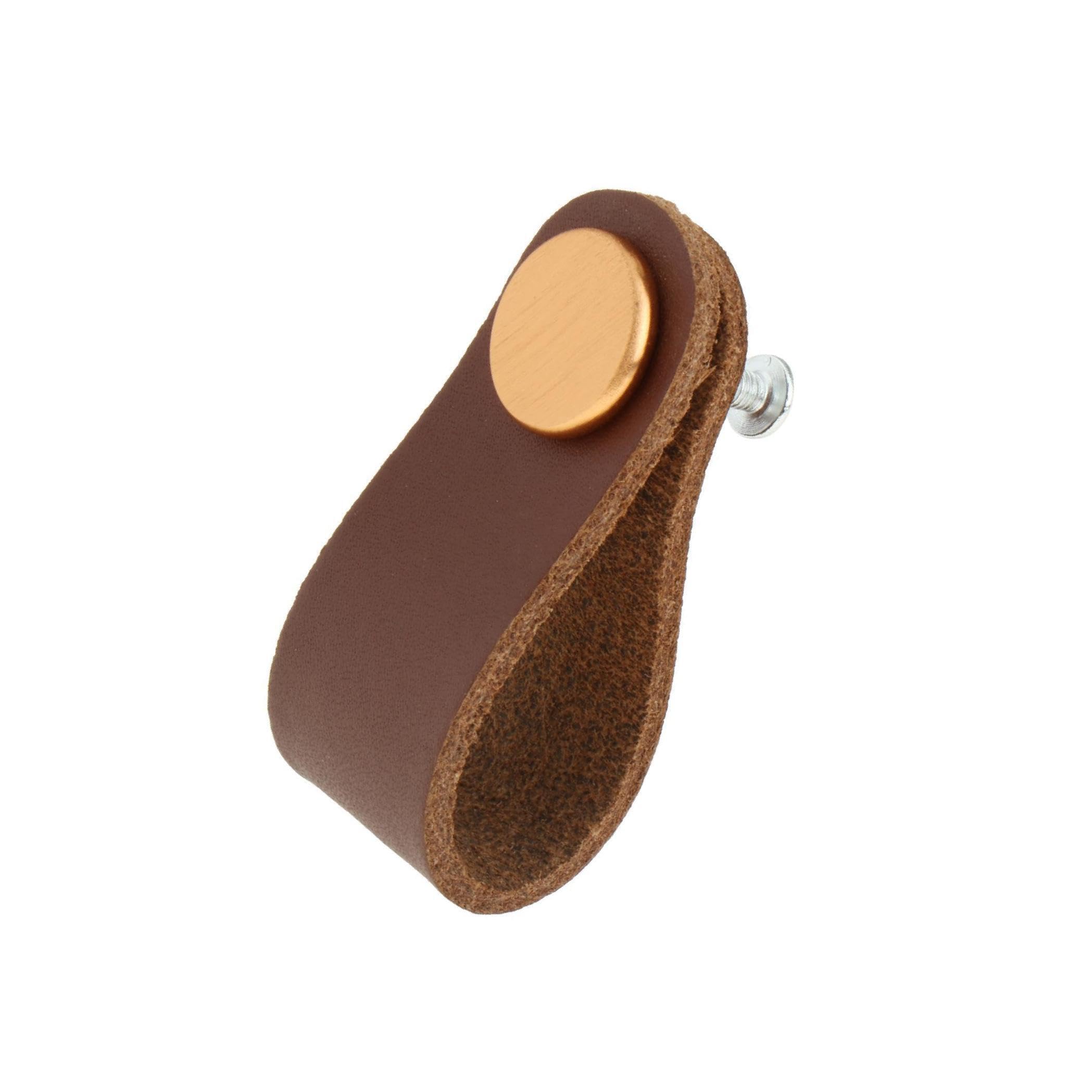 AMSLSIU Premium Leather Furniture Handle Pull Contemporary Cabinet Door Knobs Cupboard Wardrobe, Brown, 140X25X3mm