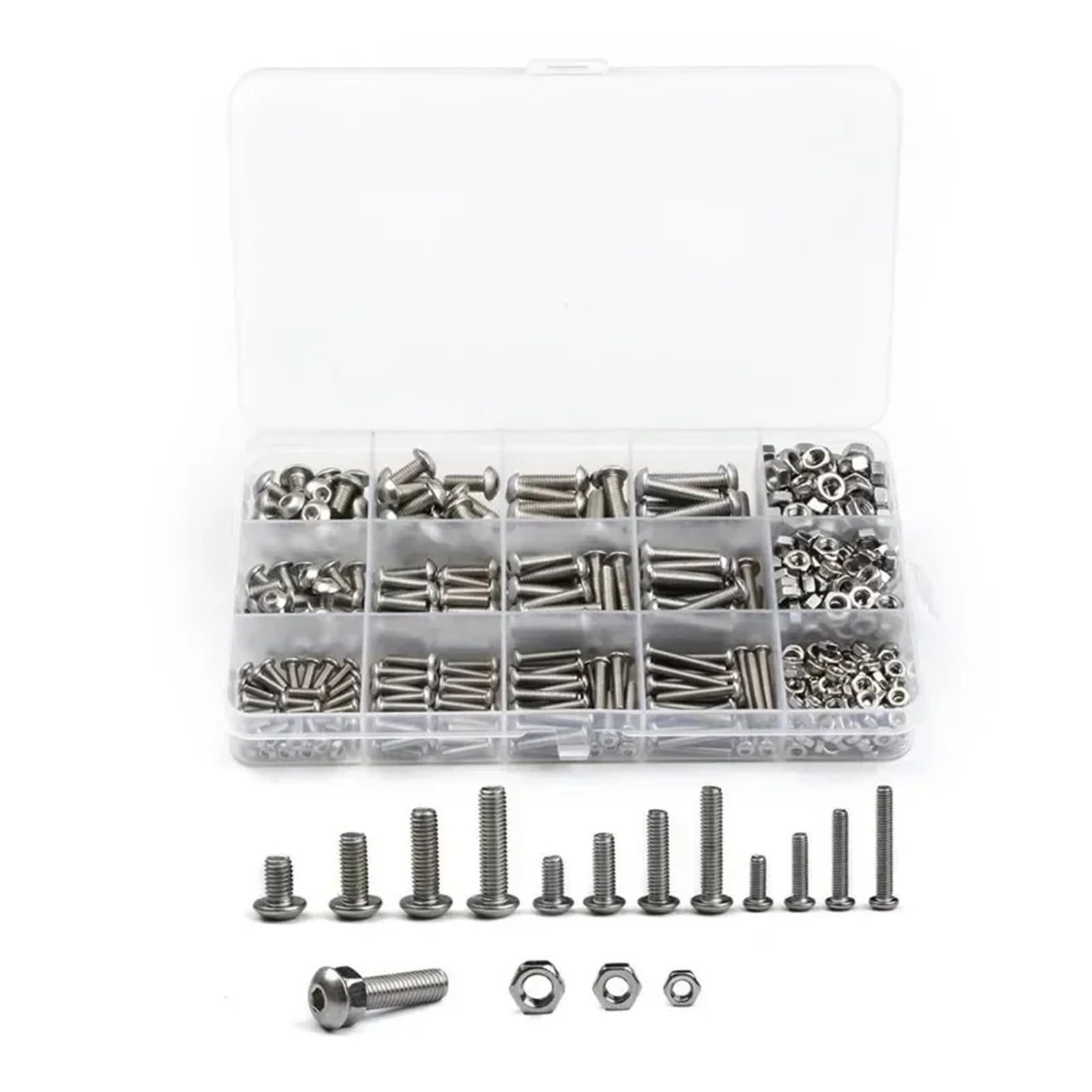 Juego de pernos y tuercas de 515 Uds M3 M4 M5 tornillos de cabeza de botón hexagonal de acero inoxidable Kit surtido de tornillos