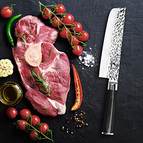 Nakiri Knife - imarku Nakiri Chef Knife 7 Inch High Carbon German Stainless Steel Nakiri Vegetable Knife, Multipurpose Asian Nakiri Vegetable Knife for Kitchen with Ergonomic Handle - Thumbnail 7