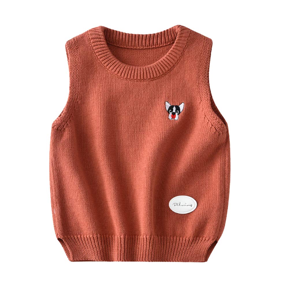 DaobaKIDS Jersey sin Mangas de Punto de algodón con Cuello Redondo Niño Uniforme Escolar suéter Chaleco Niñas