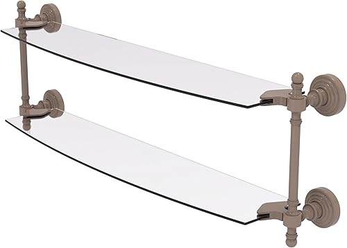 Miniatura 16 de Allied Brass RW-34/18 Retro Wave Collection - Estante de cristal de dos niveles de 18 pulgadas, gris mate Gris mate,Otoño Sparkle,Rojo (Fire Engine