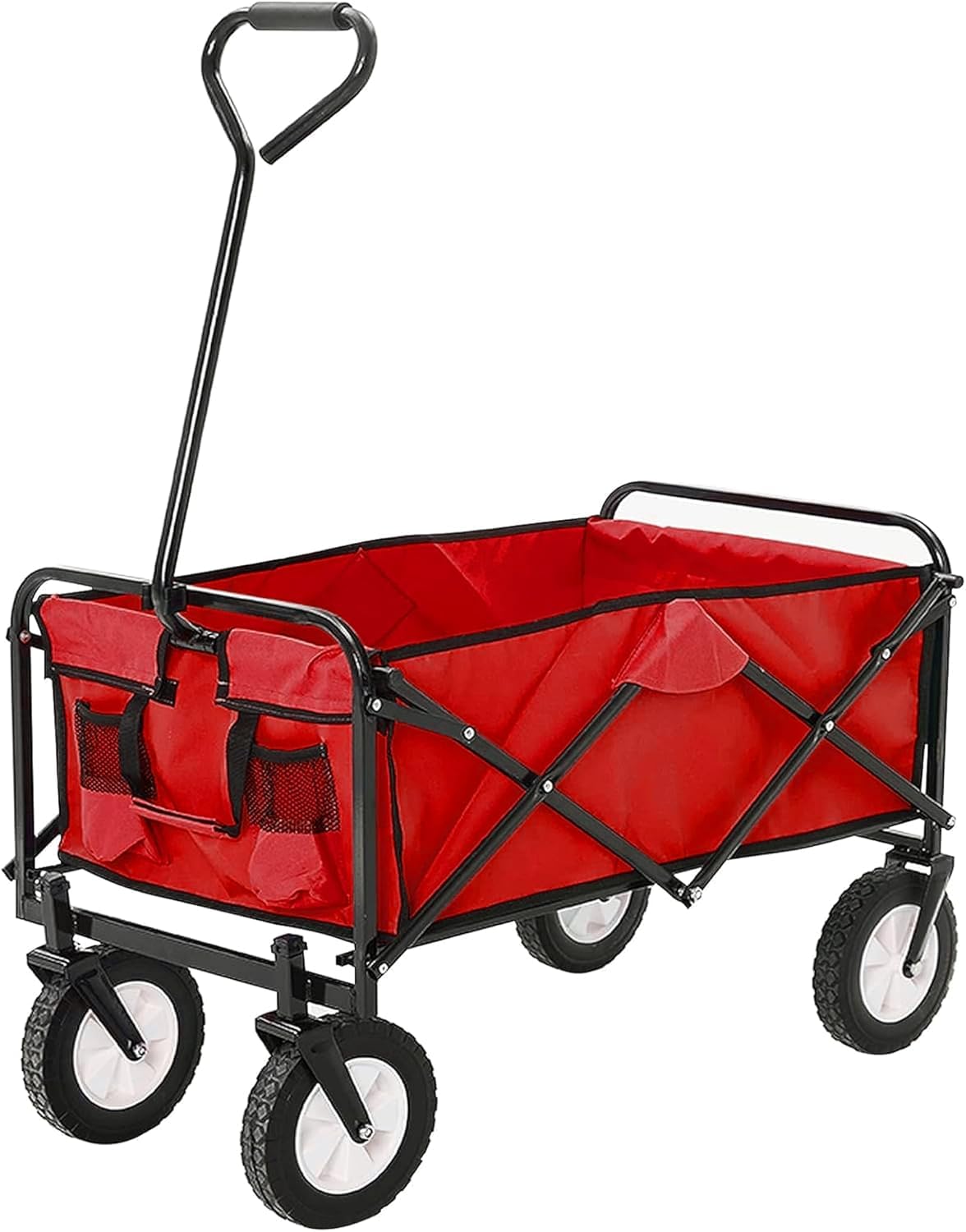 Beach Portable Trolley, Collapsible Utility Cart 80kg Multicolor Camping Beach Outdoor Picnic(Red)