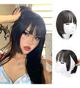 VAVANGA 10inch Long Hair Topper Bangs Clip in, 360° Cover Neat Hair Bangs Princess Cut 3D Bangs T...