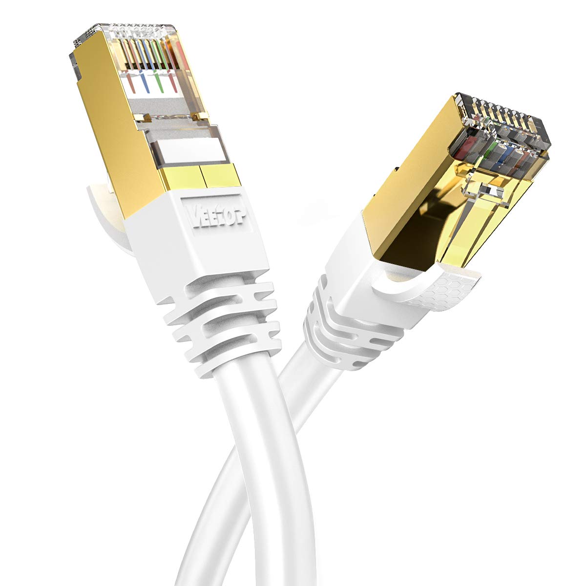 Veetop 1m/3ft CAT8 Ethernet Cable 40Gbps 2000Mhz High Speed Gigabit SFTP LAN Network Internet Cables with RJ45 Gold Plated Connector for Use of Smart Office Smart Home System Veetop 1m/3ft CAT8 Ethernet Cable 40Gbps 2000Mhz High Speed Gigabit SFTP LAN Network Internet Cables with RJ45 Gold Plated Connector for Use of Smart Office Smart Home System