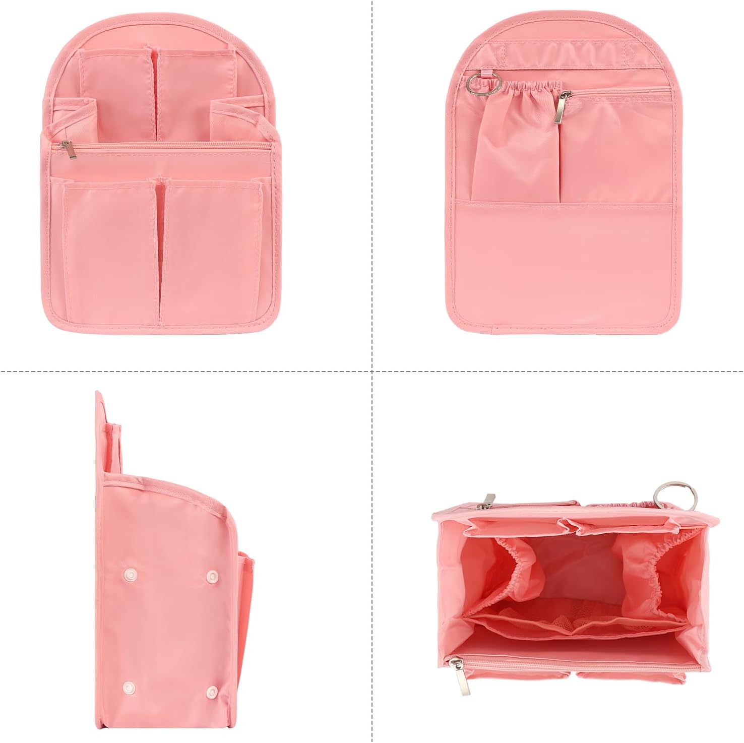 Surblue Backpack Organizer Insert Liner Hanging Travel Rucksack Purse and Handbag Insert Pocket, High-capacity Divider Foldable Nylon Shoulder Bag Organizer for Men and Women, (Purepink, M) - Image 2