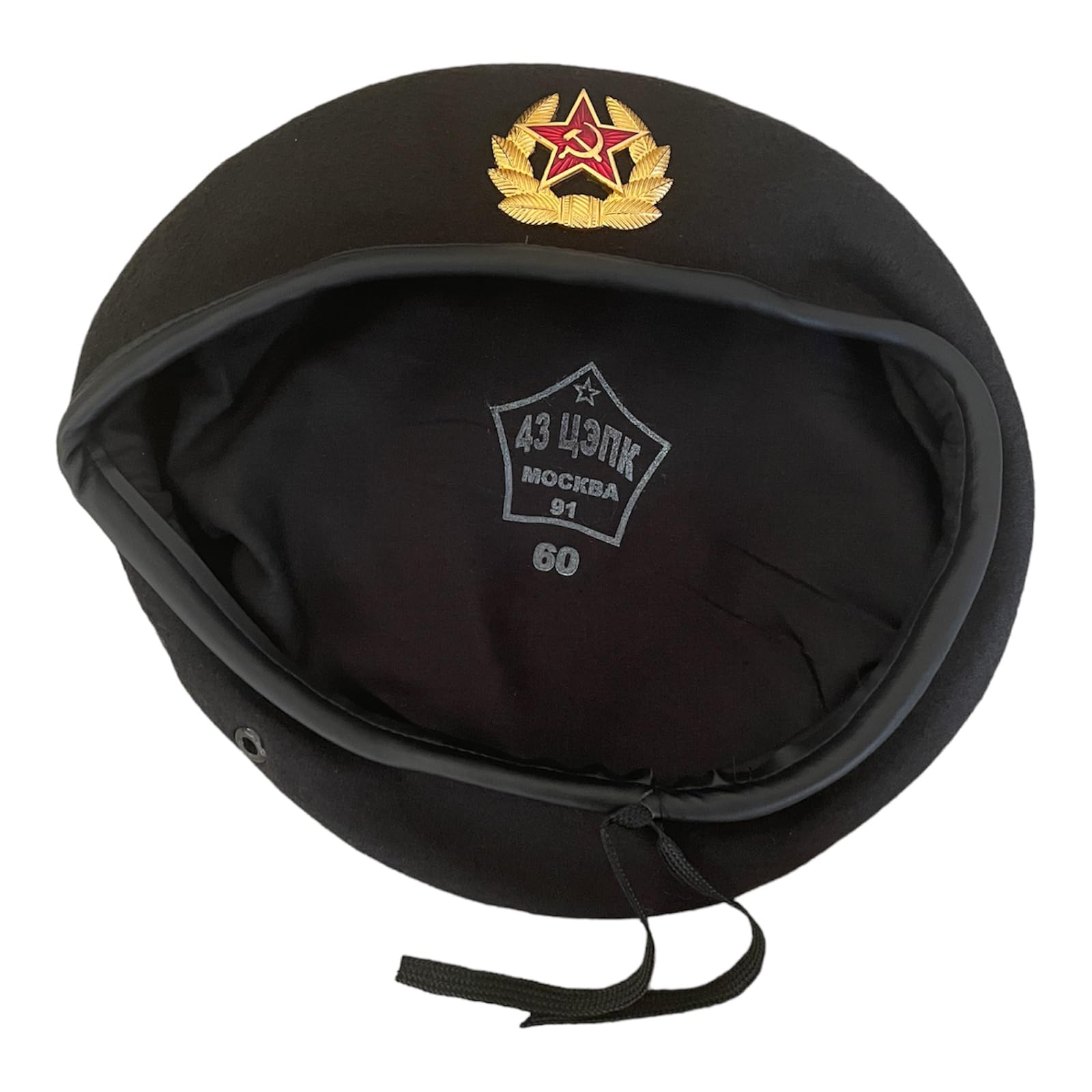 Soviet USSR Style Russian Army Uniform Black Beret Hat Cap Special Forces Badge