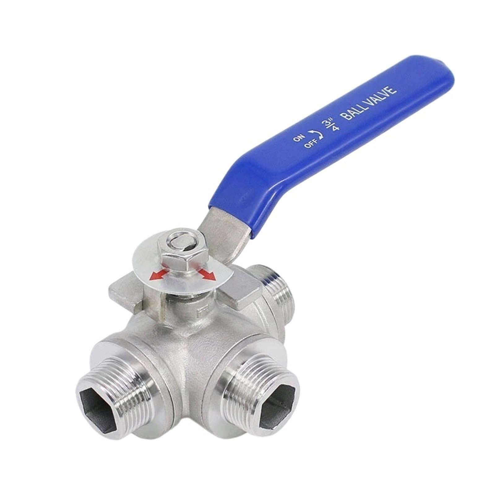 Válvula de Bola de Tres vías con Rosca Externa de Acero Inoxidable, 1/2 ", 3/4", Tipo L, válvula Manual Tipo T, válvula de conmutación, válvula de Agua | Válvula(1/2",L Type)